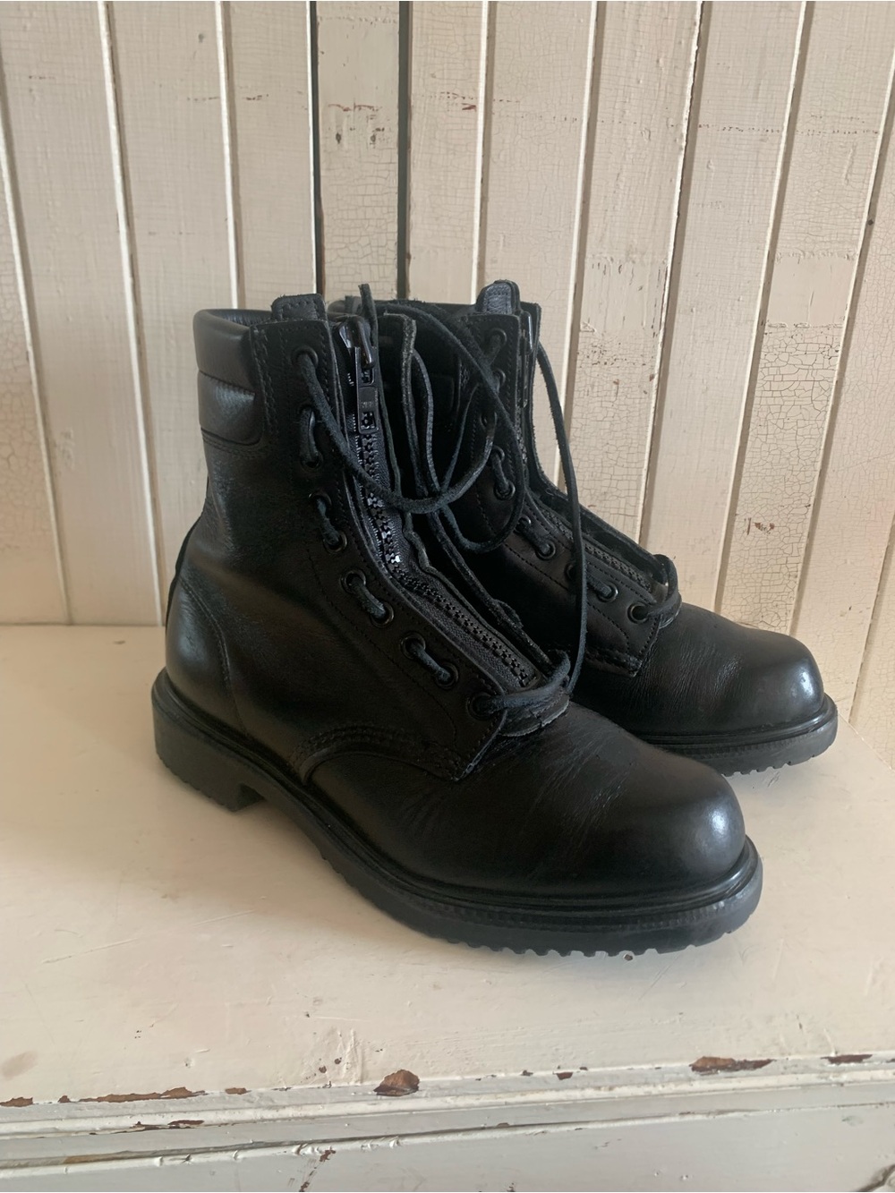 Vintage RedWing Zip Front Black Leather Firefighter 🧑🚒 Combat Boots